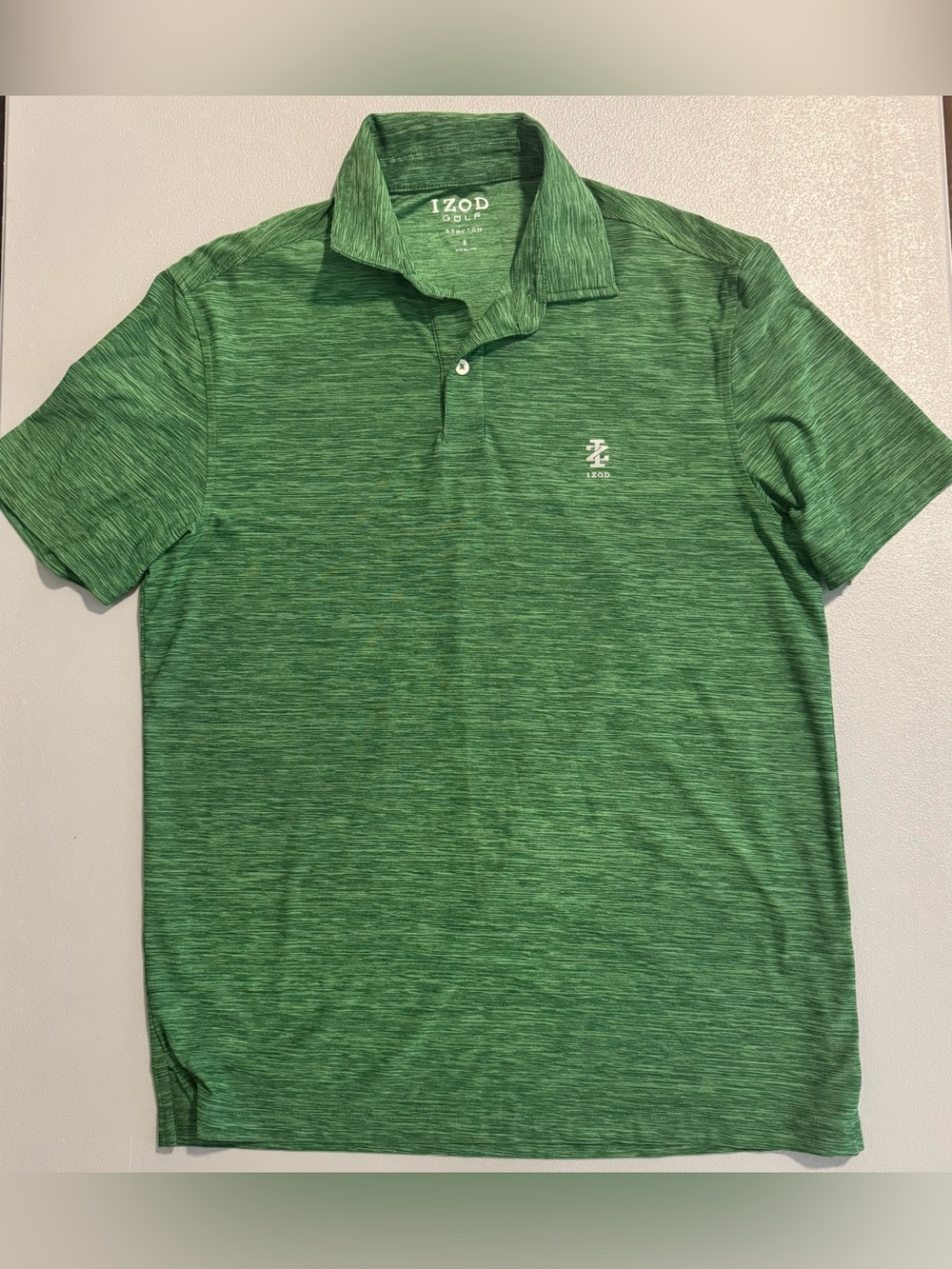 Izod Golf Green Heathered Collared Polo Shirt Small